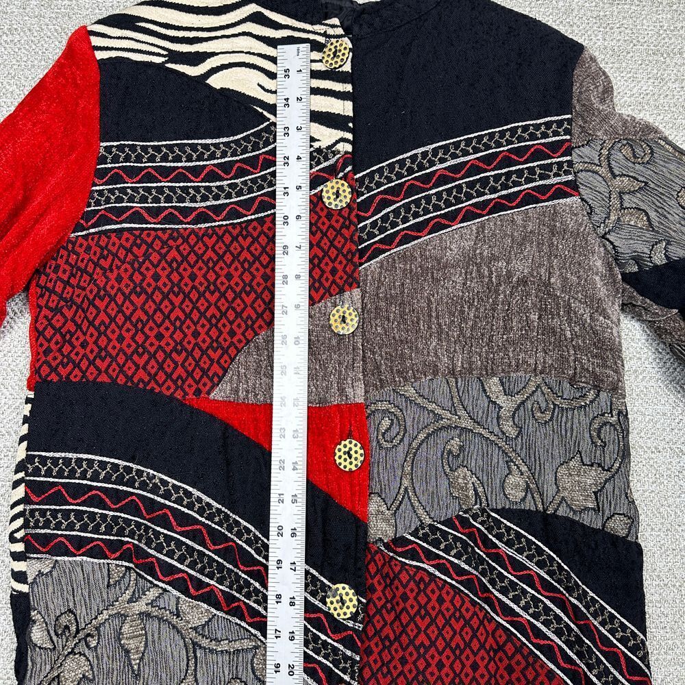 VTG Indigo Moon Sz M Tapestry Jacket Jacquard Boho Patchwork Artsy Animal Zebra - Picture 6 of 14
